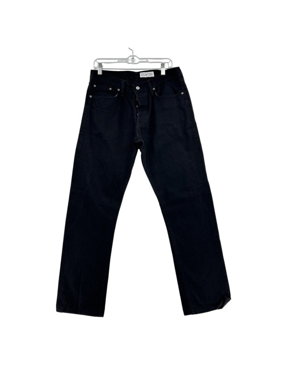 Gustin Selvedge Jeans Mens Sz 35 Black California Straight Raw Denim Made In USA